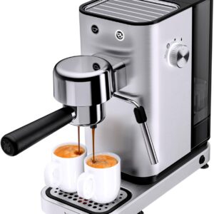 WMF Lono Espressomaschine Siebträger 1350 Watt, Siebträgermaschine, 2 Einsätze, für 1-2 Tassen Espresso, 15 bar, Tassenabstellfläche, Milchaufschäumdüse, edelstahl matt
