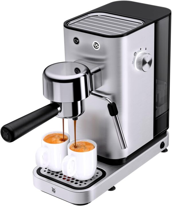 WMF Lono Espressomaschine Siebträger 1350 Watt, Siebträgermaschine, 2 Einsätze, für 1-2 Tassen Espresso, 15 bar, Tassenabstellfläche, Milchaufschäumdüse, edelstahl matt