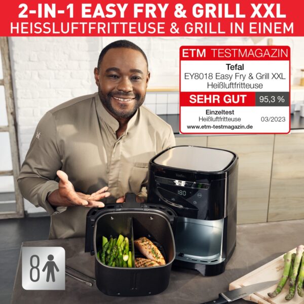 Heißluftfritteuse Easy Fry & Grill EY8018 XXL, 2-in-1 Heissluftfritteuse & Grill, 8 Programme