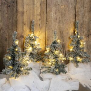 Künstlicher Weihnachtsbaum in Schnee-Optik, 49 cm hoch, mit Lichterkette, Outdoor Christbaum